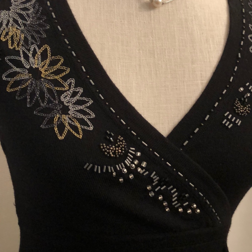 NWT Nanette Lepore size S black knit beaded dress - Picture 2 of 8